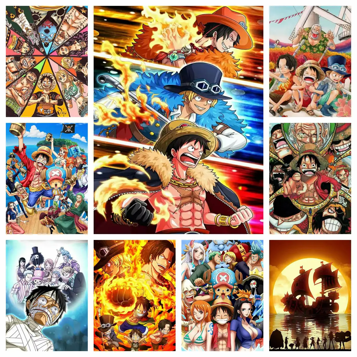 Luffy Japan Anime One Piece Cross Stitch Diamond Painting Artificial Mosaic Embroidery Home Decor Full Drill 5D DIY Art Gift Set