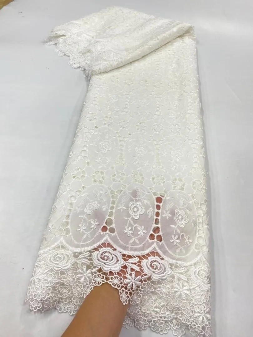 

Африканская нигерийская хлопковая кружевная ткань с блестками и вышивкой, тюль для свадебного платья, высокое качество, 5 ярдов, 2025, шифон, JL505