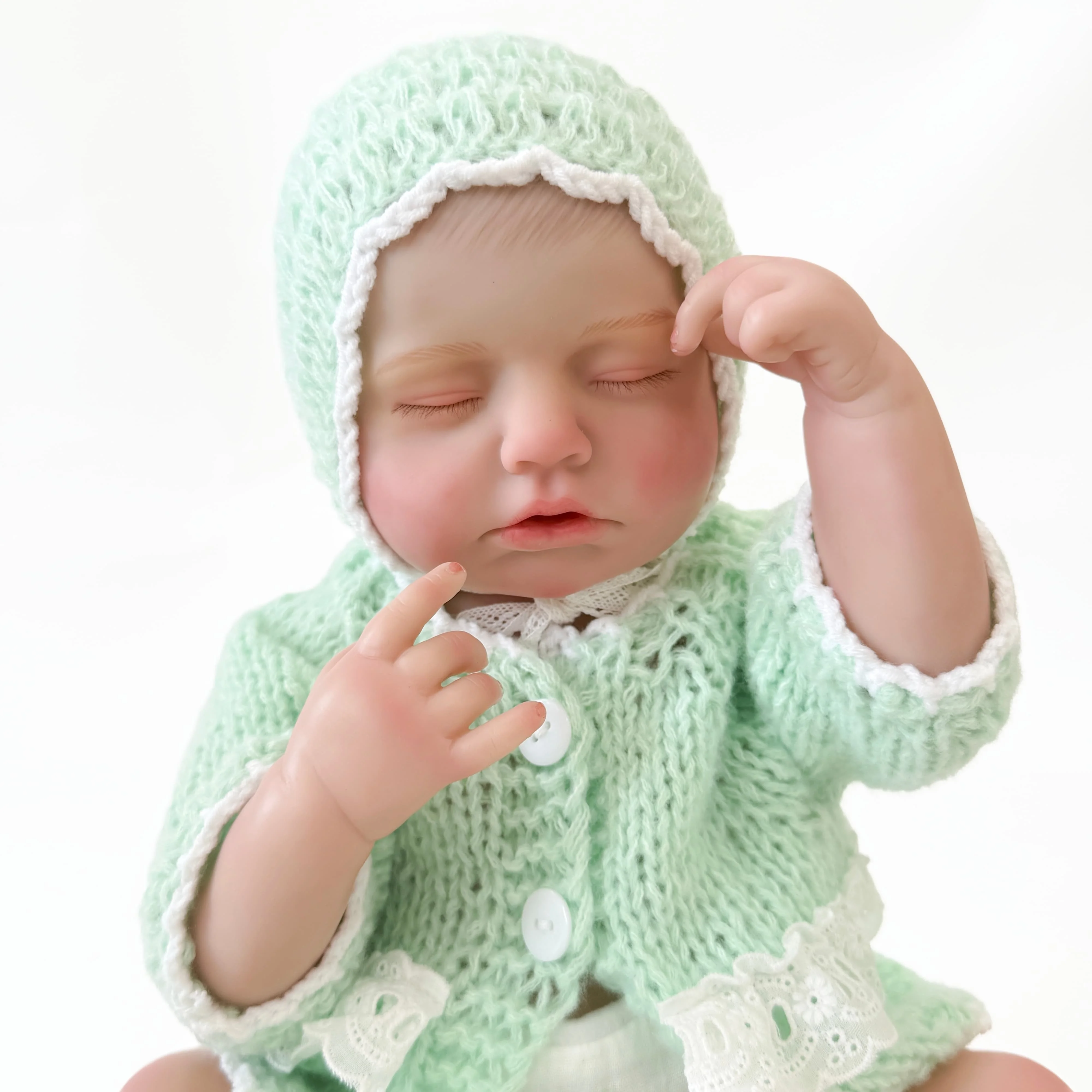 

Кукла-гуманоид Cloveray 20 дюймов с полностью виниловым телом, в зеленом свитере, с милым нарядом для девочек, высококачественная кукла реборн