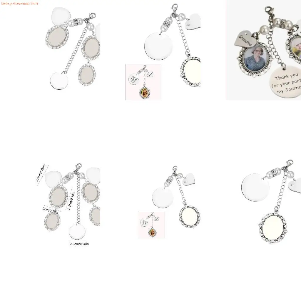 F92D Handmade Alloy Glass Bridal Bag Charm Photo Frame Pendant Alloy Texture Perfect for Wedding Bouquet and Anniversary Gift