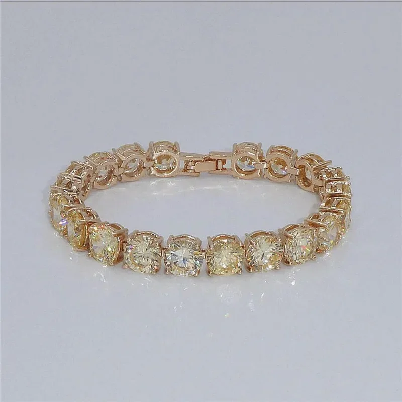 Trendy 8mm Lab Diamond Bracelet White Gold Filled Engagement Wedding Bangles Bracelets for women men Party Hiphop Jewelry