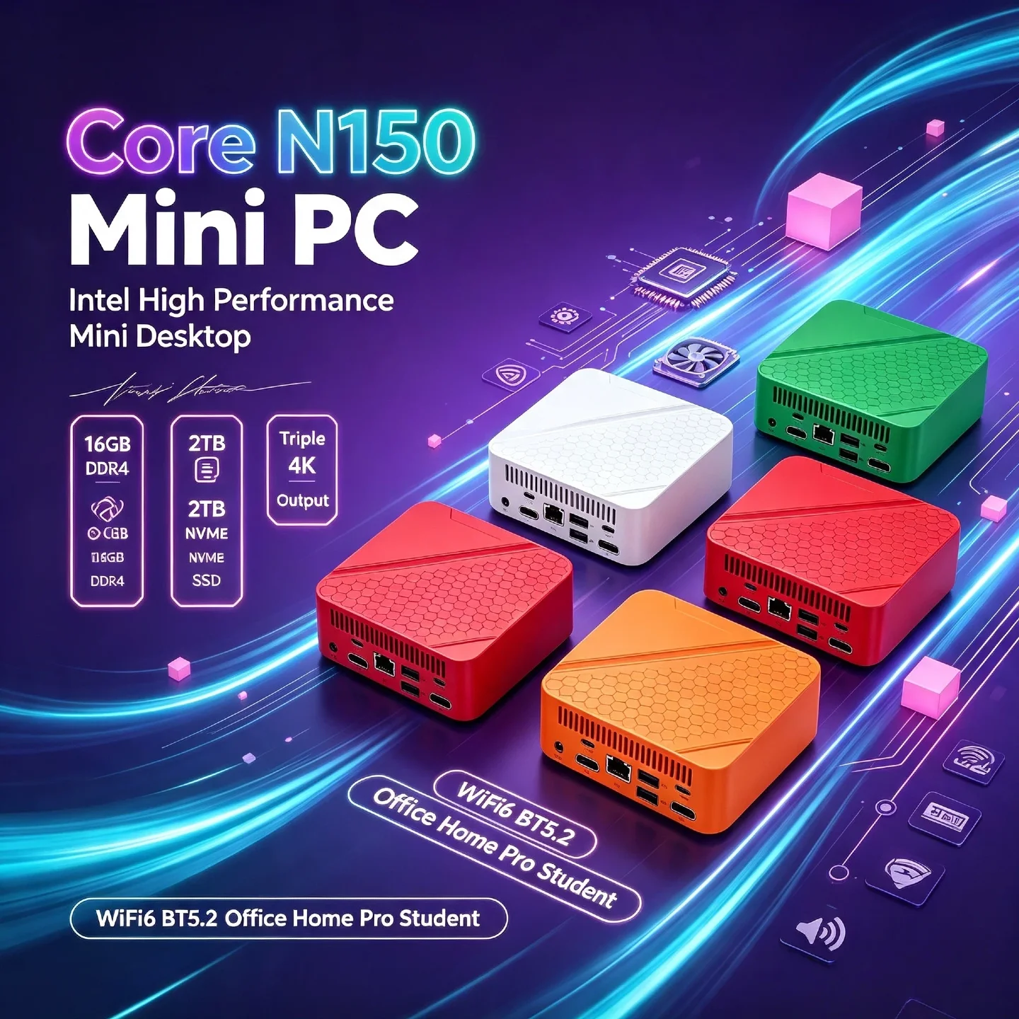 インテル-core-n150-ミニデスクトップ-16gb-ddr4-2tb-nvme-ssd-高性能-トリプル4k出力-wifi6-bt52-オフィス-ホーム-プロ-学生向け