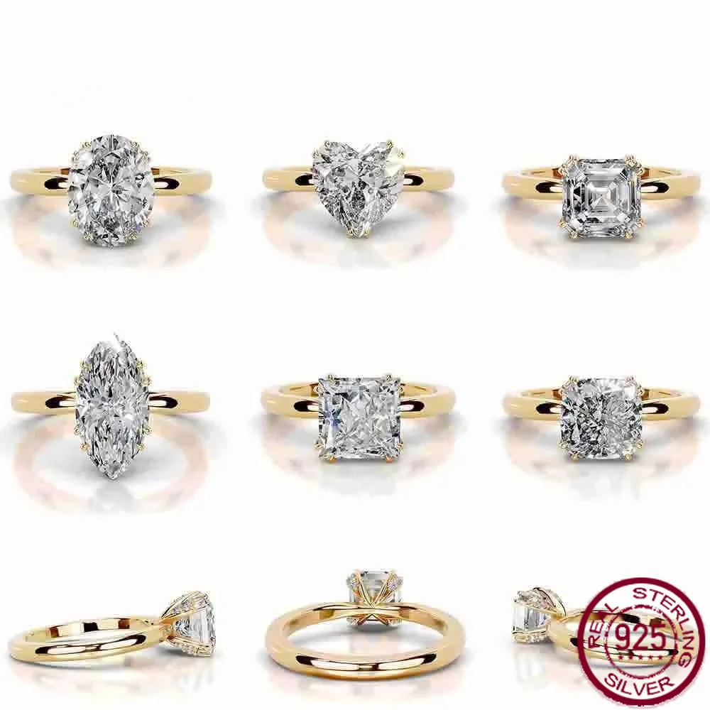 Yaranyan 100% 925 Sterling Silver VVS1 D Color GRA Moissanite Diamonds Ring Wedding Engagement Cocktail Gemstone Fine Jewelry