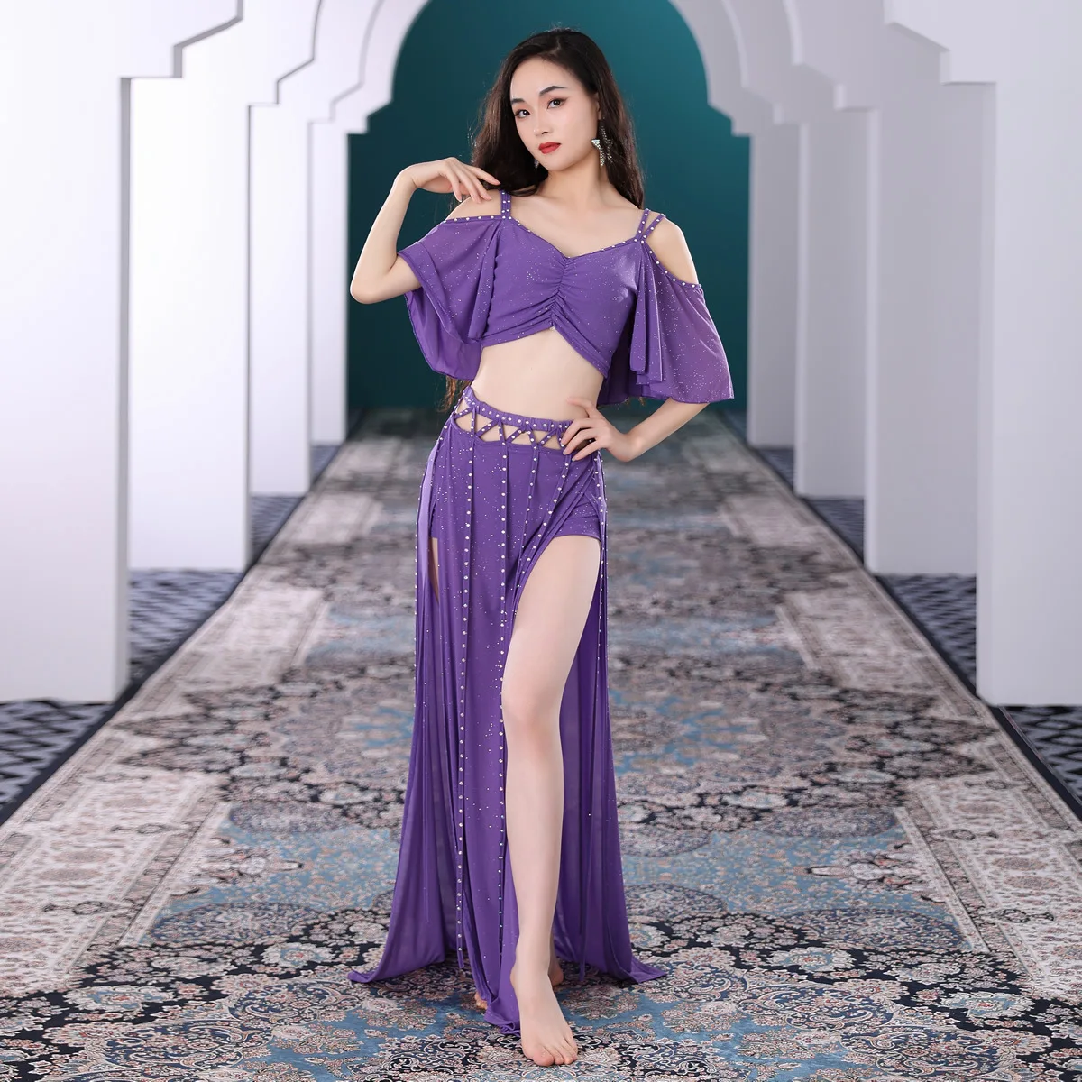 

Belly Dance New Tassel Sexy Performance Dance Set Split Slim Oriental Dance Performance Dress Female 5030