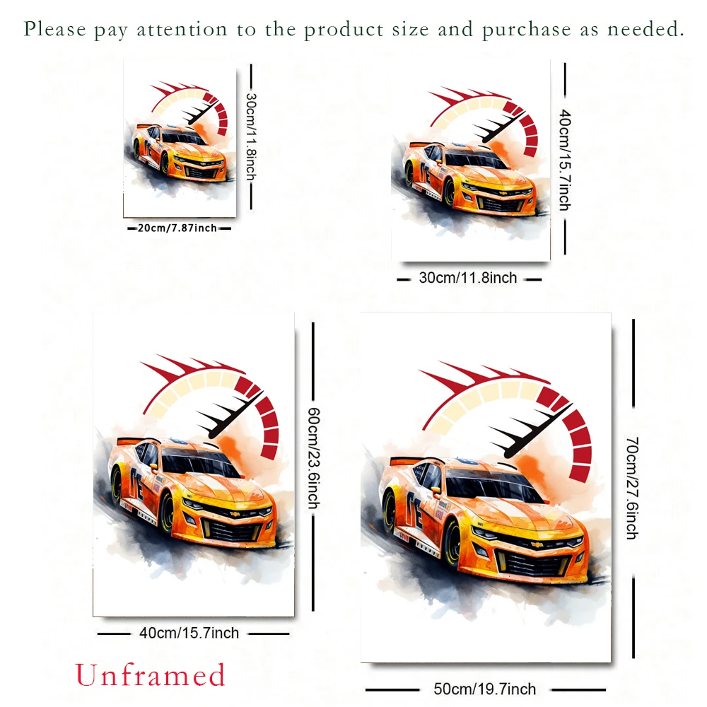 3pcs/ Set Personalized Racing Print Name Canvas Poster Wall Art, Cartoon Racing Home Decoration Custom Name Poster, Living Room