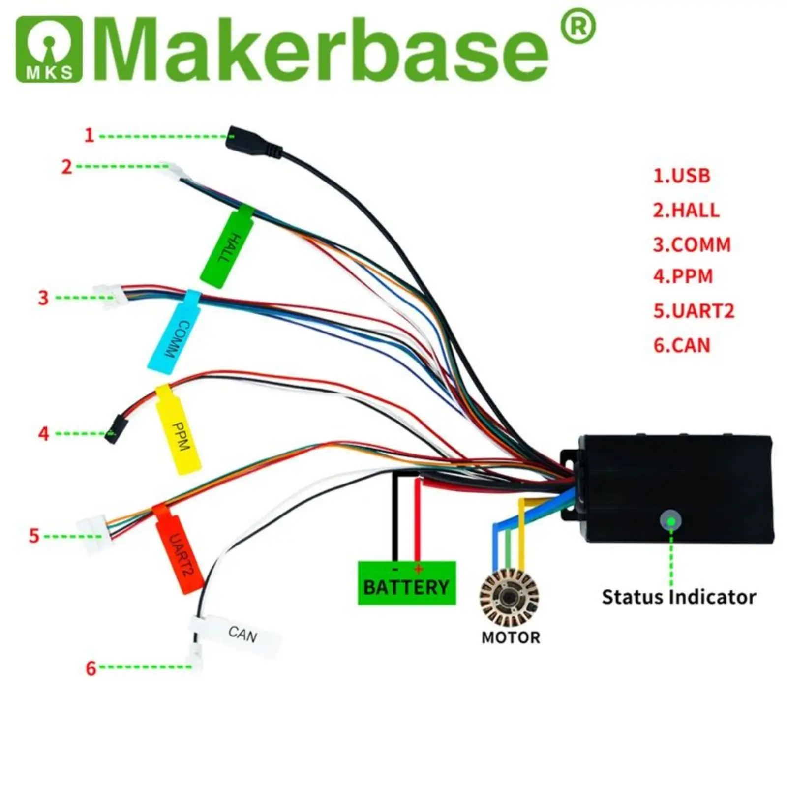 Imagem -05 - Makerbase-controlador de Alta Potência para Skate Elétrico Vesc 75100 75v 100a Baseado em Benjamin Vesc6 Scooter Ebike