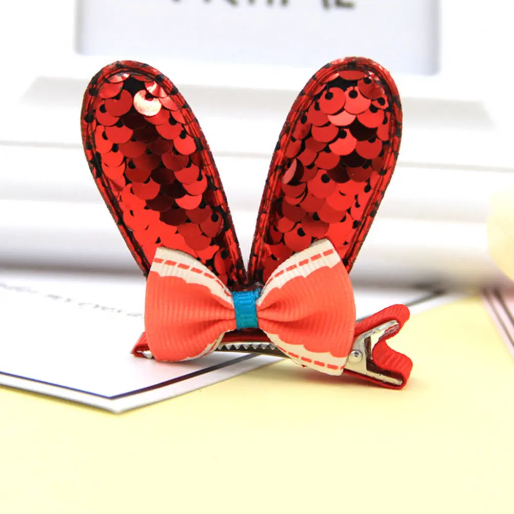 

8Pcs Bunny Ear Hair Clips Bow Fish Scale Sequins Kids Girls Women Hairpins Festive Hair Accessories Daily Girls Barrettes