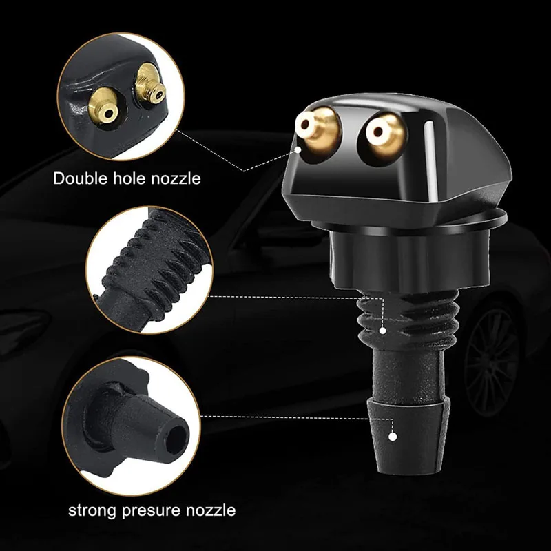 بيع مساحة زجاج السيارة الأمامي غسالة رذاذ فوهة يناسب معظم نماذج السيارات سيارة ثقوب مزدوجة فوهة غسالة الزجاج الأمامي رذاذ الماء