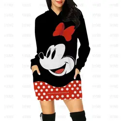 Dresses for Women 2022 Minnie Mouse Elegant Mickey Sexy Dress Long Sleeves Woman Clothes Sweater Dress Hoodie Mini Prom Disney