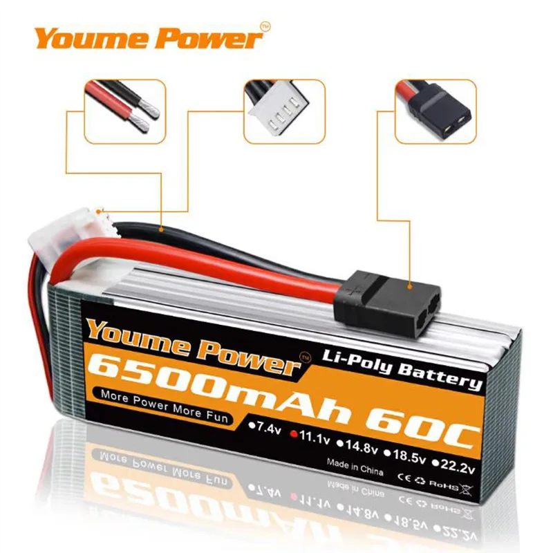 New Lipo Battery 6500mAh 2S 3S 4S 6S 7.4V 11.1V 14.8V 22.2V For Quadcopter Multirotor Drone RC Aircraft FPV High Performance