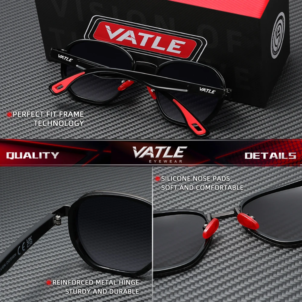 VATLE Kleine runde Sonnenbrille für Herren, polarisiert, Damenbrille, Retro-Stil, Luxus-Reisebrille, UV400 – Detail 2