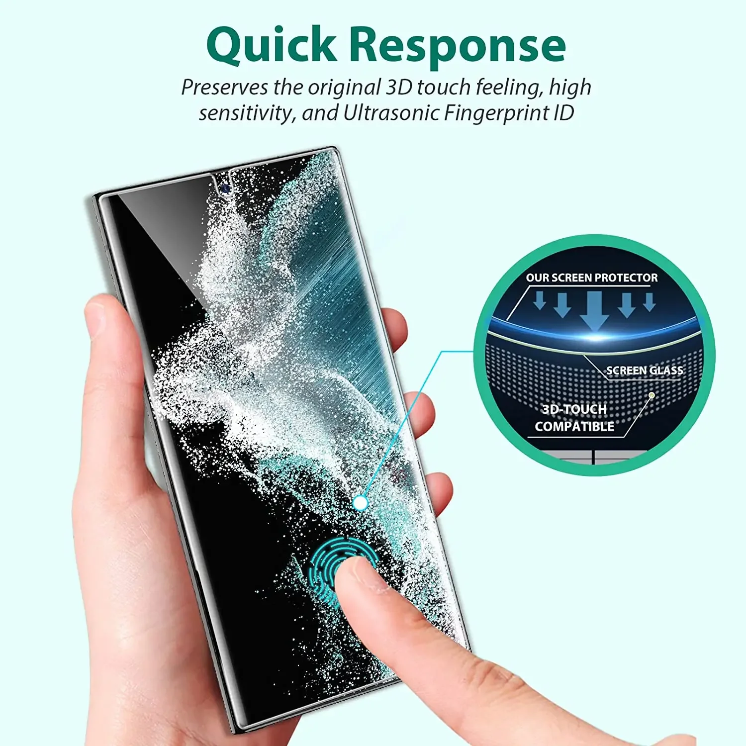 [3 Pack] Screen Protector for Samsung Galaxy S24 Ultra 5G, 3D Curved Full Coverage Soft TPU Film [Support Fingerprint Reader]