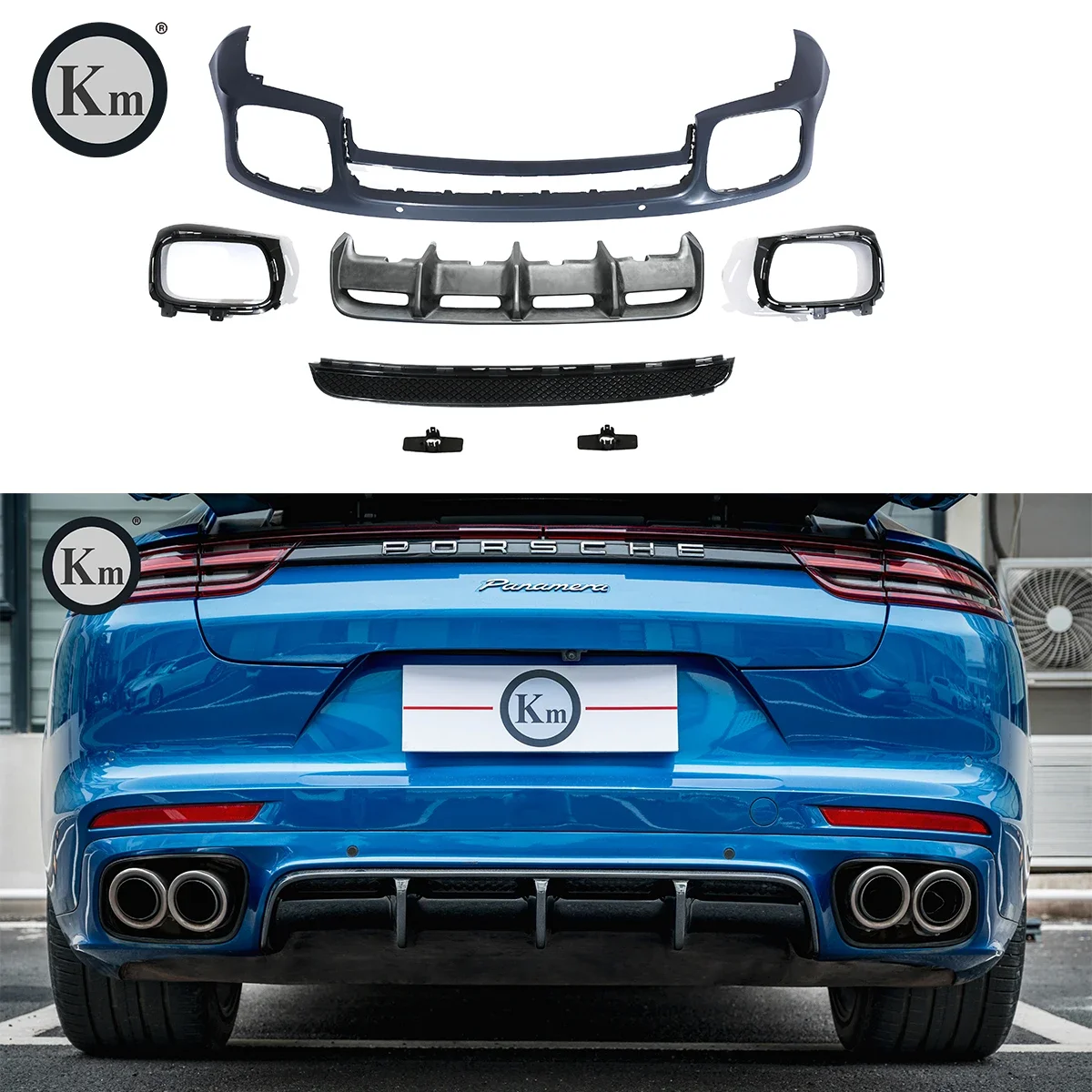 For Porsche Panamera 971 2017-up GTS Bodykit Bumper Sport Design Rear Bumper Blade Style Rear Diffuser Rear Lip