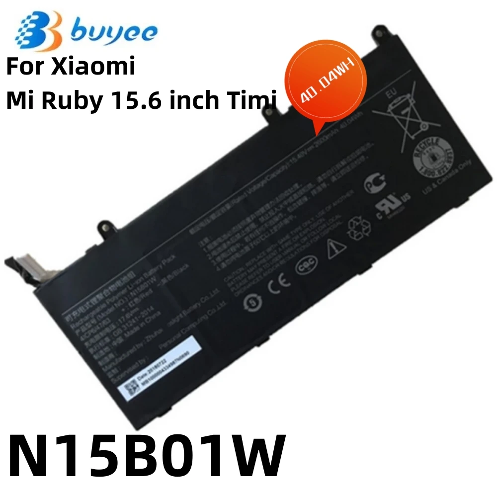 15.4V 2600mAH 40.04WH N15B01W Replacement Laptop Battery For Xiaomi Ruby 2019 15.6'' Ti TM1703 Series TM1802-AD Notebook N15B02W