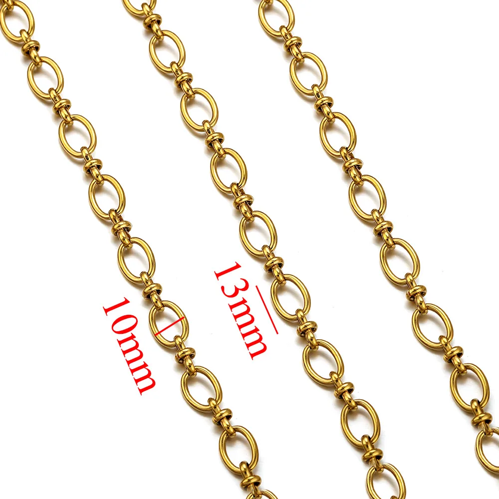 1 Meter Stainless Steel Chains for DIY Jewelry Making Gold-Plated PVD Rectangular Link Rolo Chunky Bracelets Necklaces Wholesale view 2