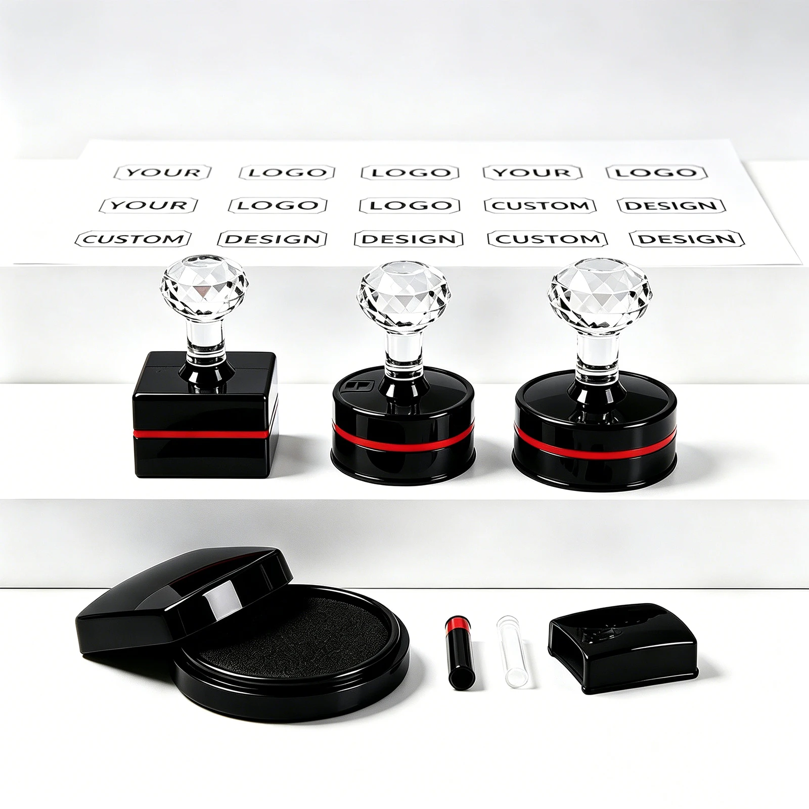 Black Ink Stamp Different Size Customized Photosensitive Self Inking Stamp Personal Logo Stamp From the Library of Stamp