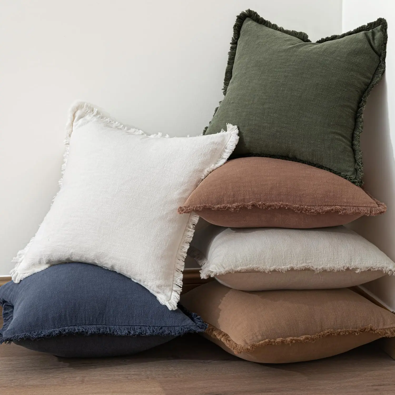45x45cm Leinen-Kissenbezug mit Fransen, Boho Farmhouse Stil, Weiche Akzentkissen mit Quasten für Wohnzimmer, Couch, Sofa, Bett – Detail 24