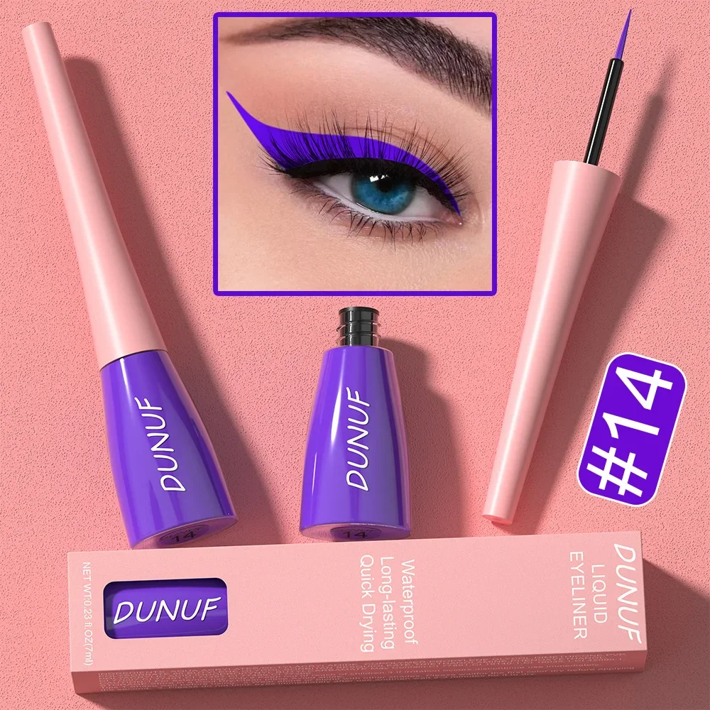 Pensil Eyeliner cair biru Ultra tipis tahan lama cepat kering halus pelangi warna-warni Eye Liner tahan air tanpa mekar kosmetik