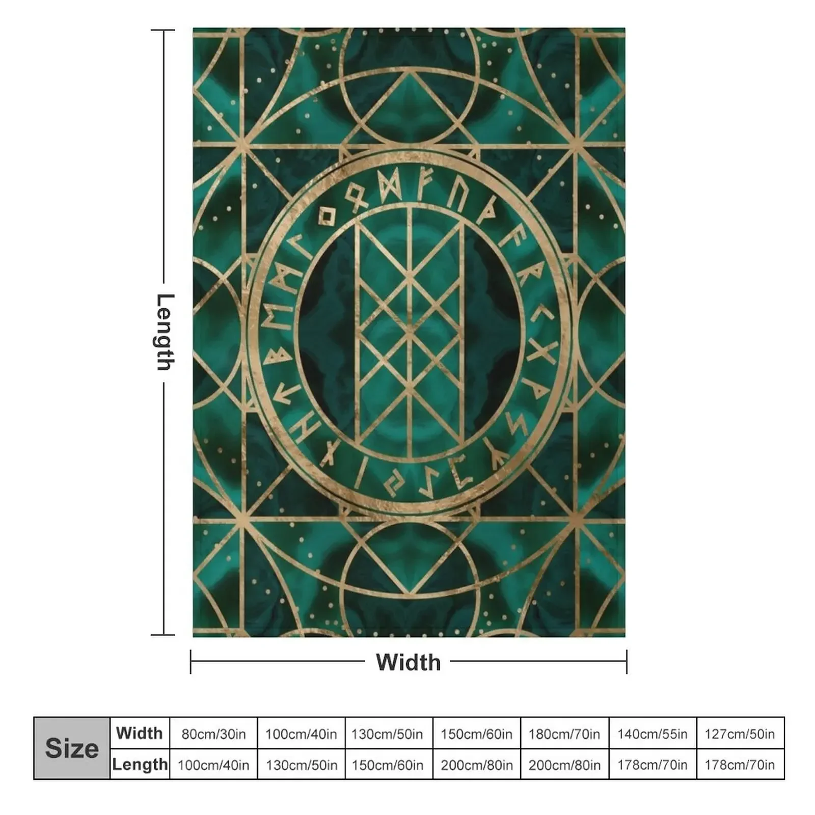 Web of Wyrd The Matrix of Fate - Gold and Malachite Throw Blanket Decoratives Thins Blankets