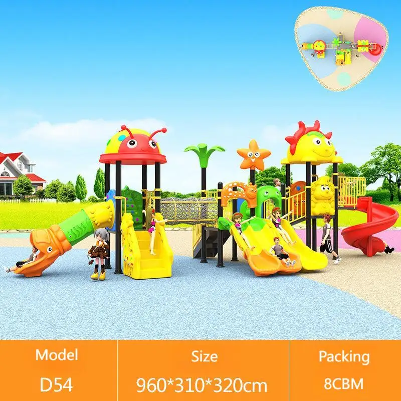 China Factory Customize Design Resort Park Playground Equipment Children Colorful Plastic Slide Outdoor Playground Swing Set