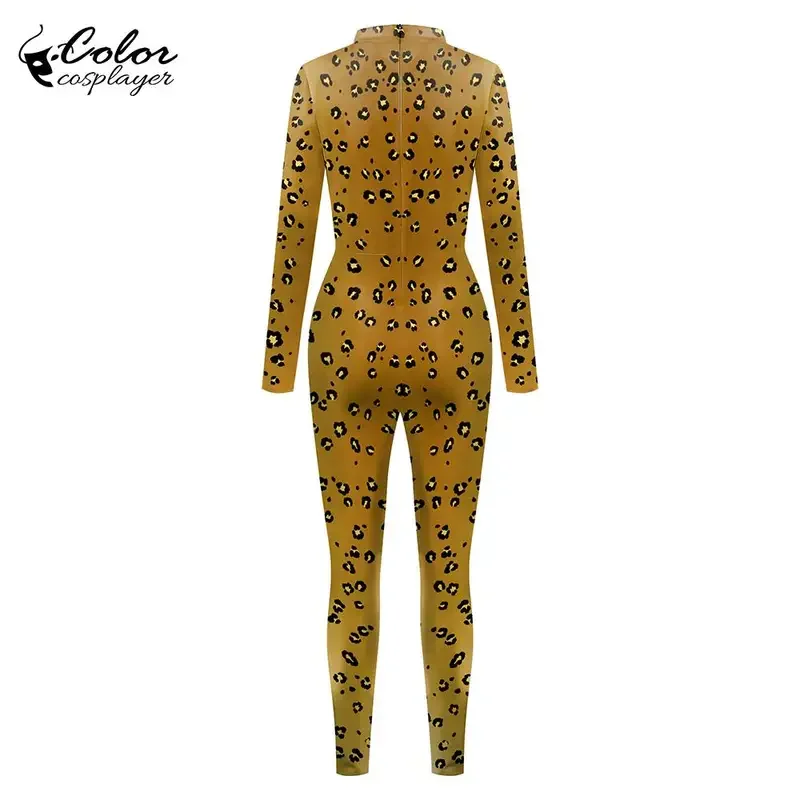 Color Cosplayer Hallowen Jumpsuit Outfit 3D Digital Leopard Printing Cosplay Costume Parent-Child Spandex Catsuit Zentai Catsuit