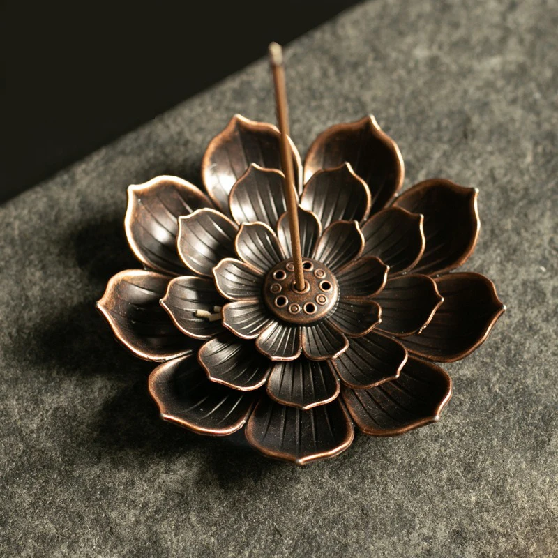 1PCS Lotus Flower incense burner holder wax melt burner Censer Temples Buddhism Lotus Line Incense Plate incense stand XX001