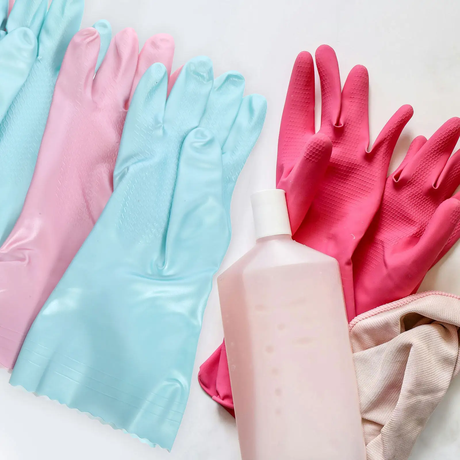 

2Pairs Durable Reusable Rubber Gloves Waterproof Dishwashing Gloves Large Size Household Cleaning Cleaning Mittens