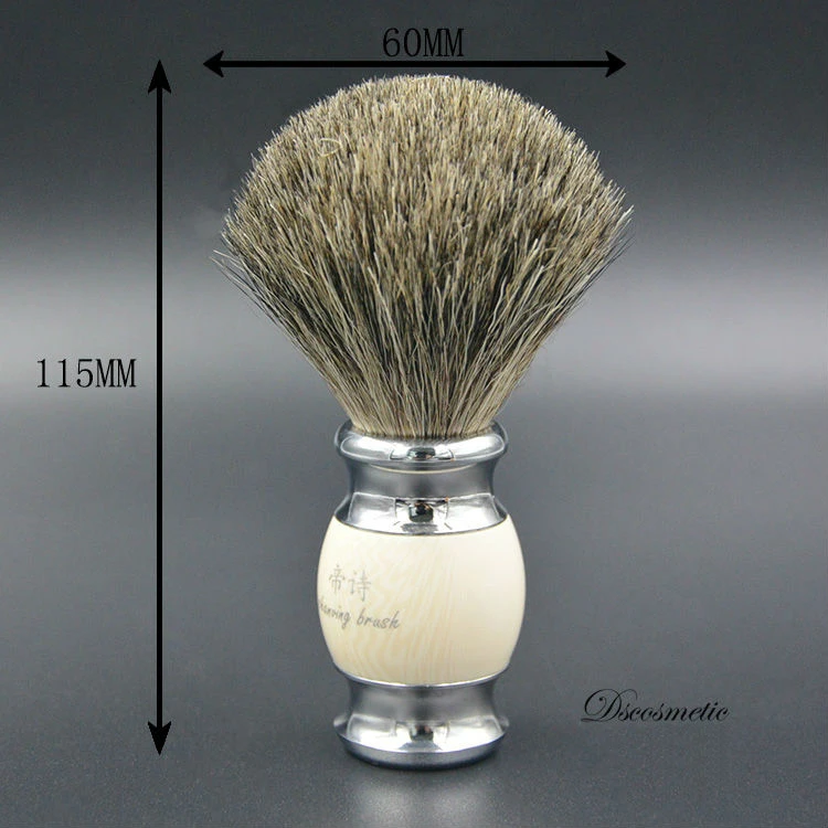 Dscosmetic vintage Hand-Crafted Pure Natural Hair with Resin Handle Metal Base Shaving Brush for Men's Grooming Kit