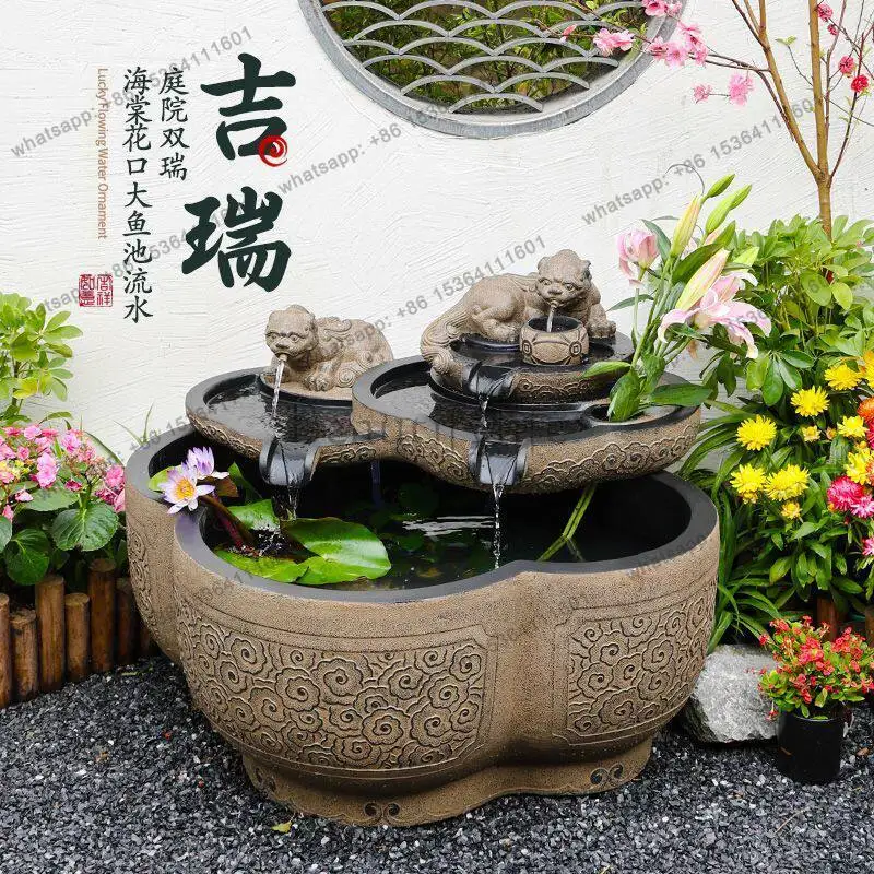 

Courtyard Garden Landscape Fish Pool Landscape Terrace Circulating Water Fish Tank Large Finished Goldfish Tank
