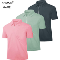New Men's Quarter Zip Short Sleeve Polo Shirts Summer Collared Lightweight T-Shirt Casual Streetwear Solid Color Lapel Top