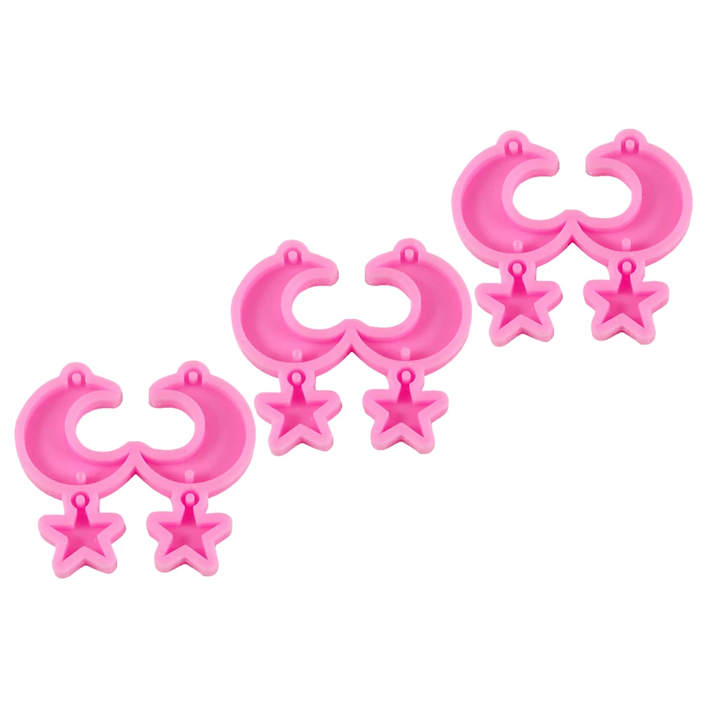 

3 Sets Earrings Jewelry Making Molds Casting Mould Pendant Star Moon Silica Gel