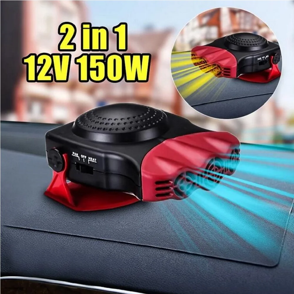 Heating Cooling Fan Accessories 12V 150W Portable Black & Red ABS Windscreen Window Demister Defroster Auto Car Heater