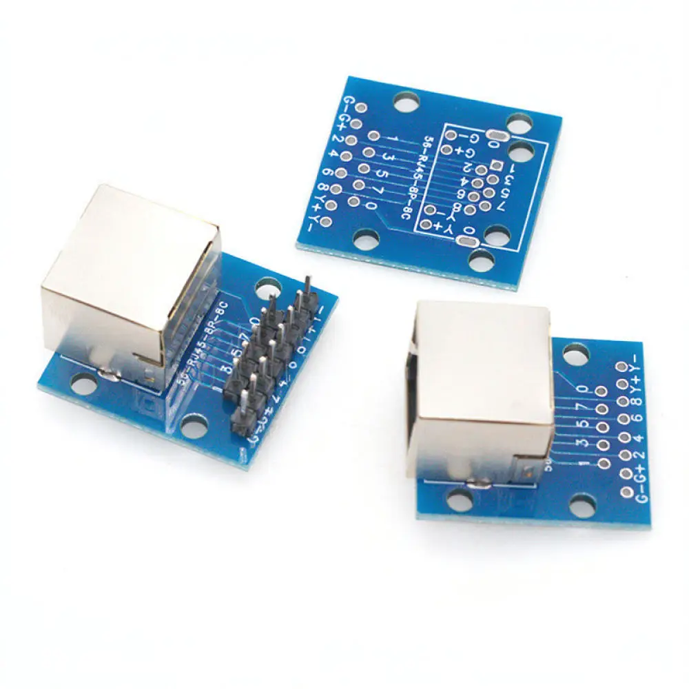 Electronic Prototype Board RJ45 Female Jack To DIP Converter With Indicator For Yuanlitai Network Debugging Module