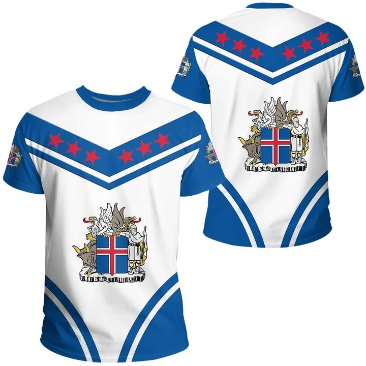 أزياء أيسلندا العلم كرة القدم تي شيرت الاتجاه الصيف قصيرة الأكمام الشعار الوطني 3D المطبوعة قميص رياضي فضفاض تنفس قمم #5