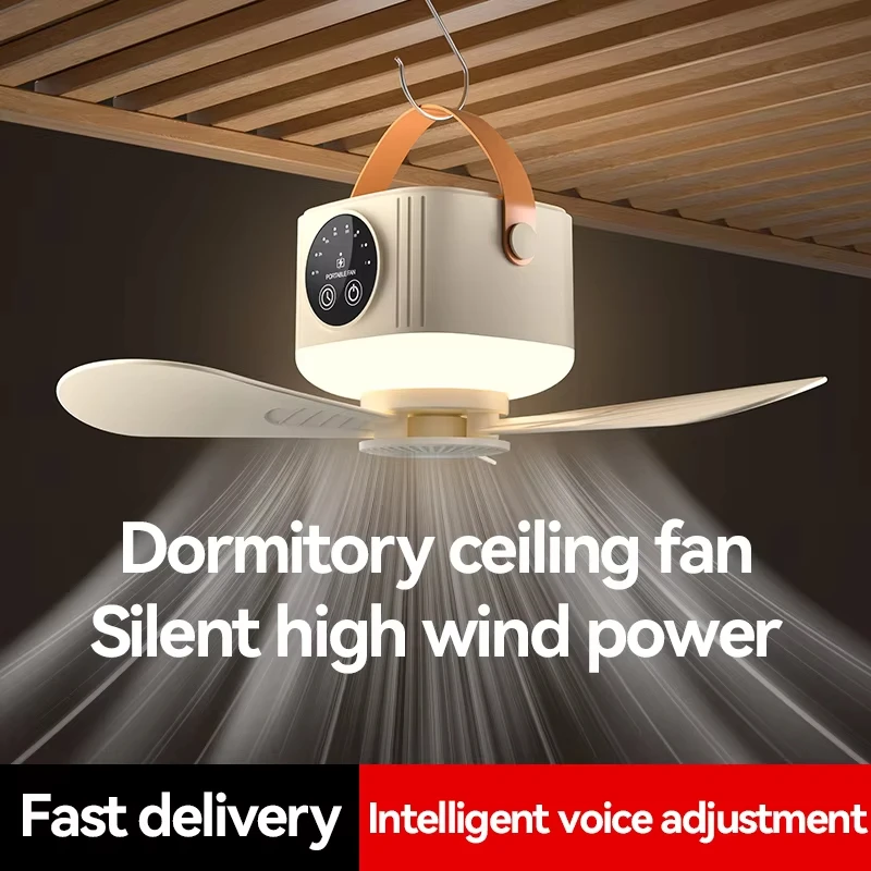 Ventilador de Teto Portátil com Luz LED e Repelente de Mosquitos, Controle Remoto, Temporizador de 12H, Mini Ventilador de Resfriamento, Recarregável para Barraca
