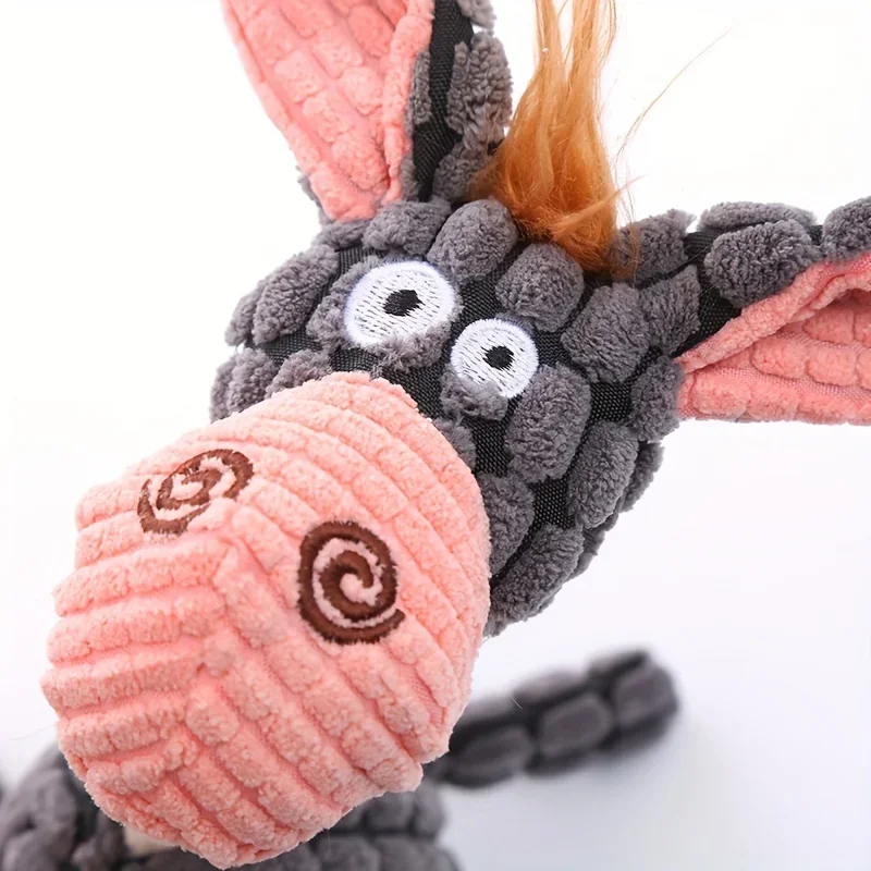 1pc Donkey Design Pet Grinding Teeth Squeaky Plush Toy, Chewing Toy For Dog Interactive Supply