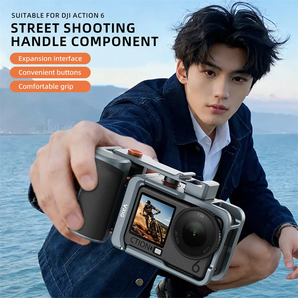 

Комплект для уличной съемки VRIG Camera Street Photography Kit для DJI Action 6: металлический каркас, рукоятка-держатель, алюминиевая защитная рамка с креплением ColdShoe