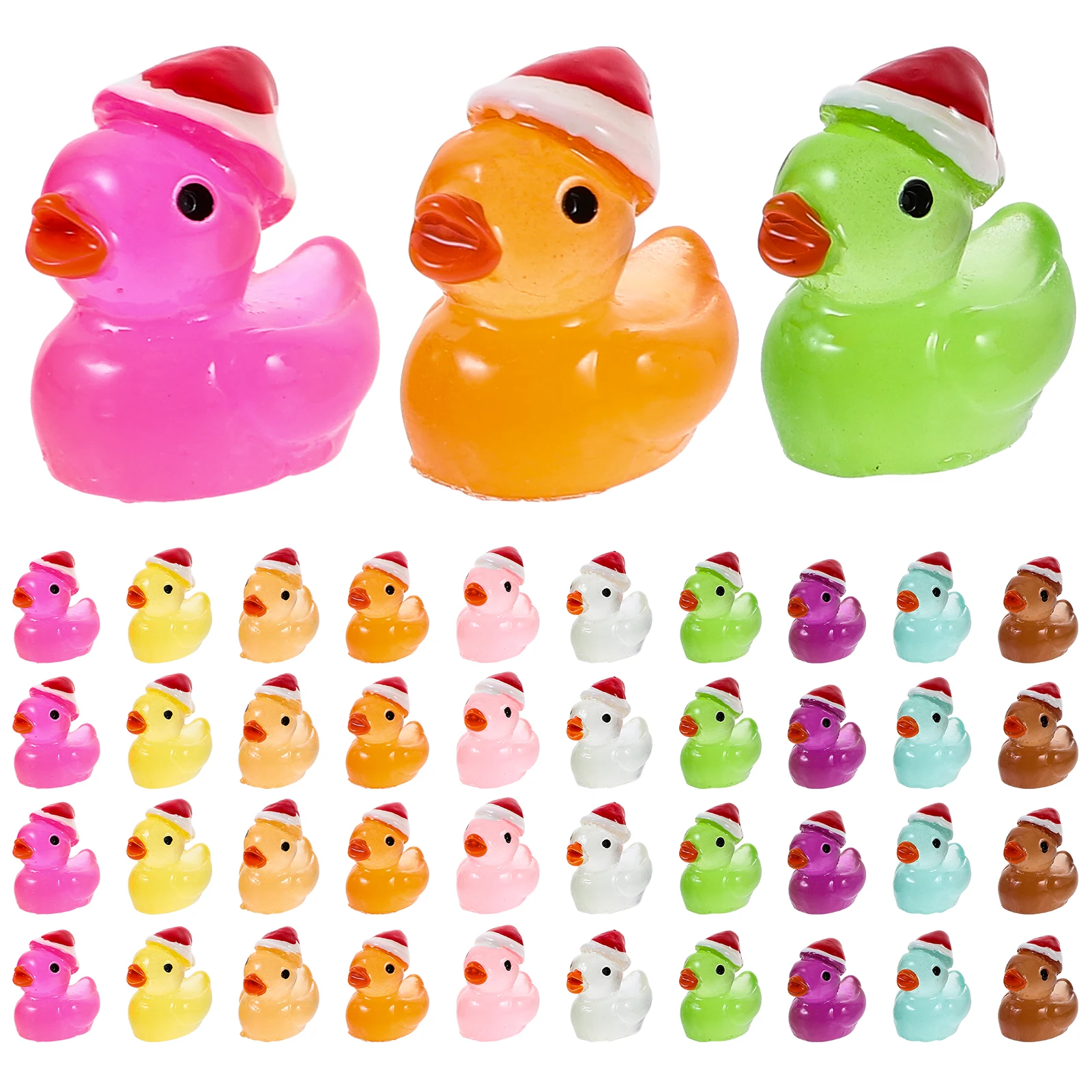 50 szt. Świecące Świąteczne Ozdoby Kaczki Miniaturowe Figurki Ogrodowe Żywiczne Zwierzęta