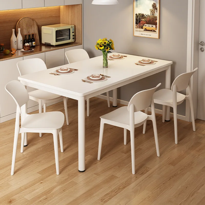 

Modern minimalist small apartment rectangular table rental house cream INS style long dining table restaurant