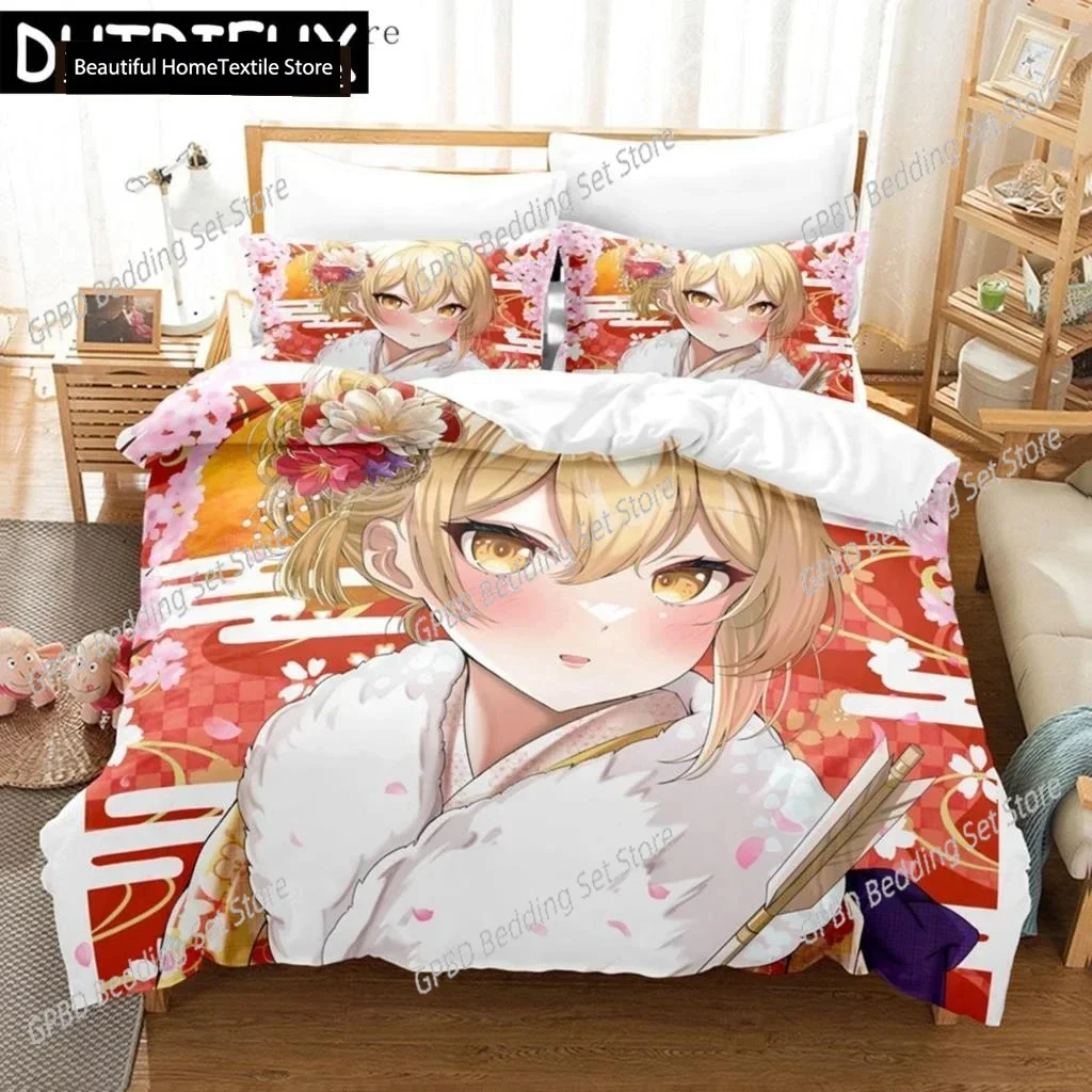 Anime Genshin Impact Lumine Bedding Set Single Twin Double Queen King Cal King Size Bed Linen Set