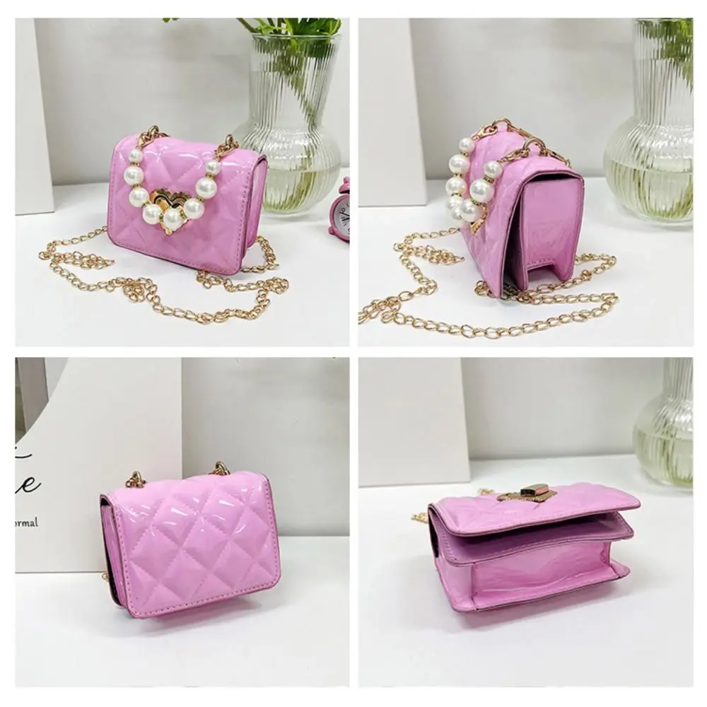 Kids Toddler Purse for Little Girls Mini Purse Cute Crossbody Bags Princess Flap Handbags with Pearl Handle