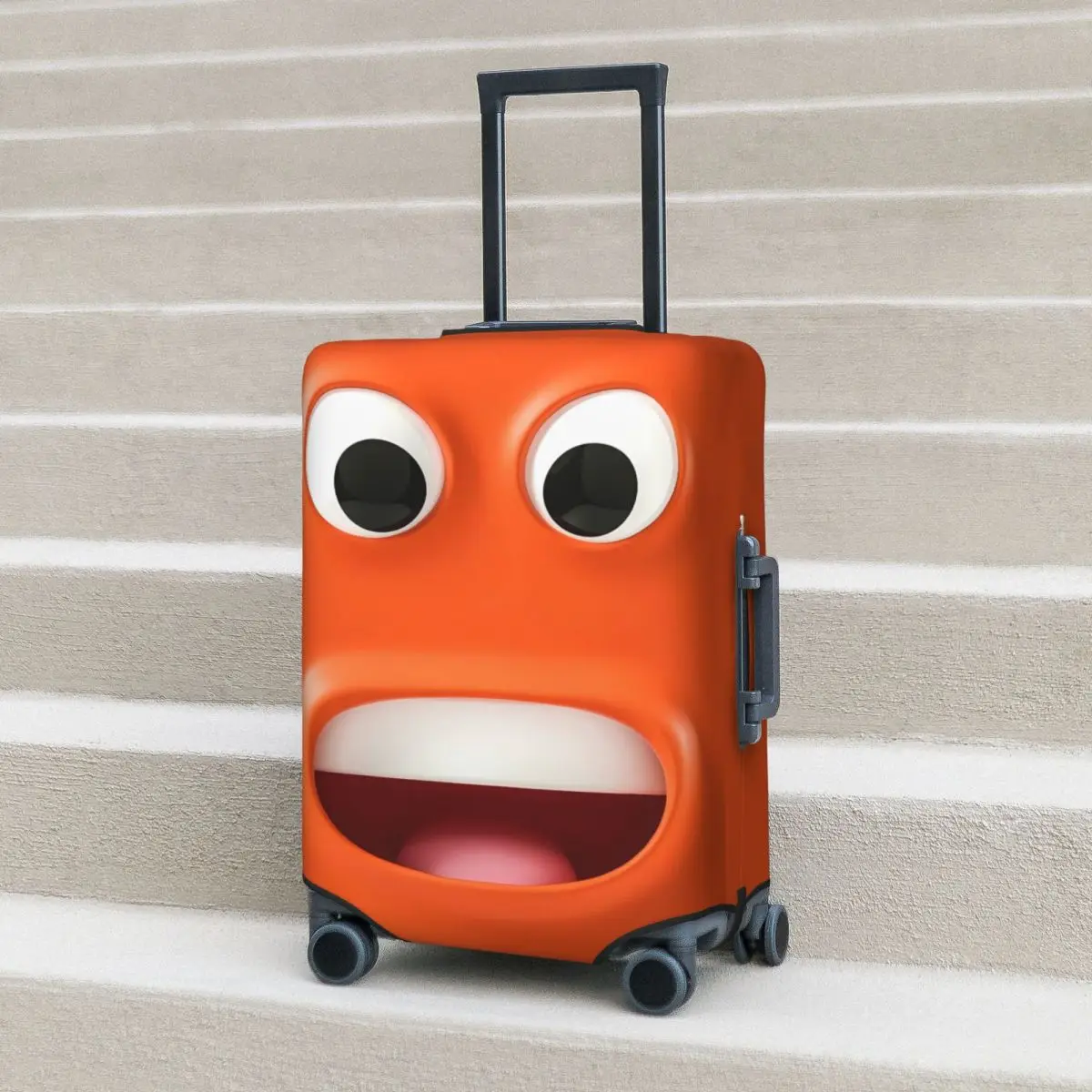 

3d Funny Happy Face Suitcase Cover Cartoon Abstract Expression Comedy Flight Travel Fun Luggage Supplies Protector