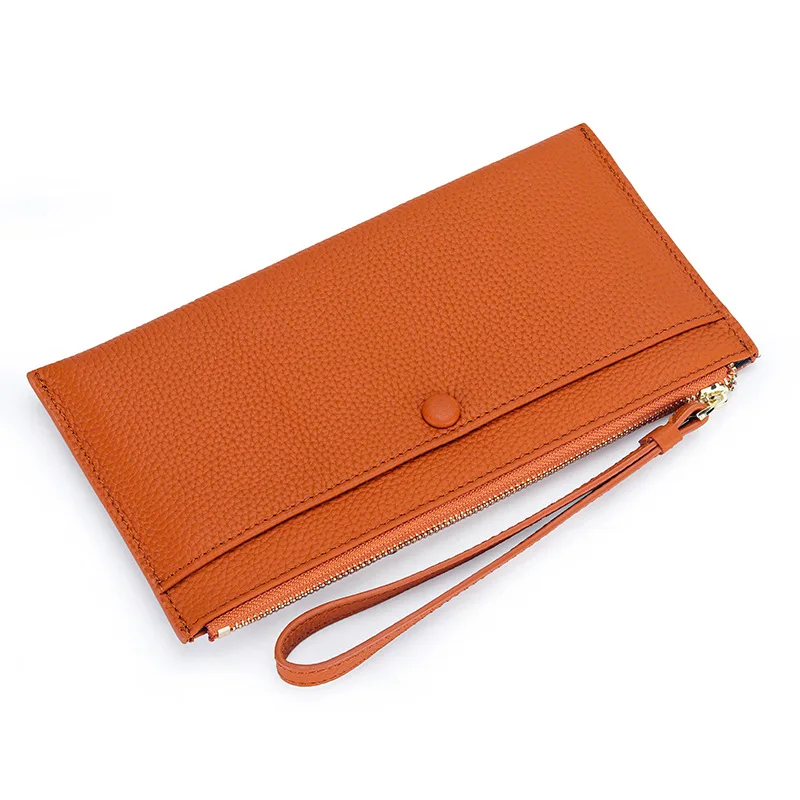 Genuine Leather Women Long Wallet Female Wallets Ladies Clutch Cow Leather Coin Purse Credit Card Holder Wrist phone purse