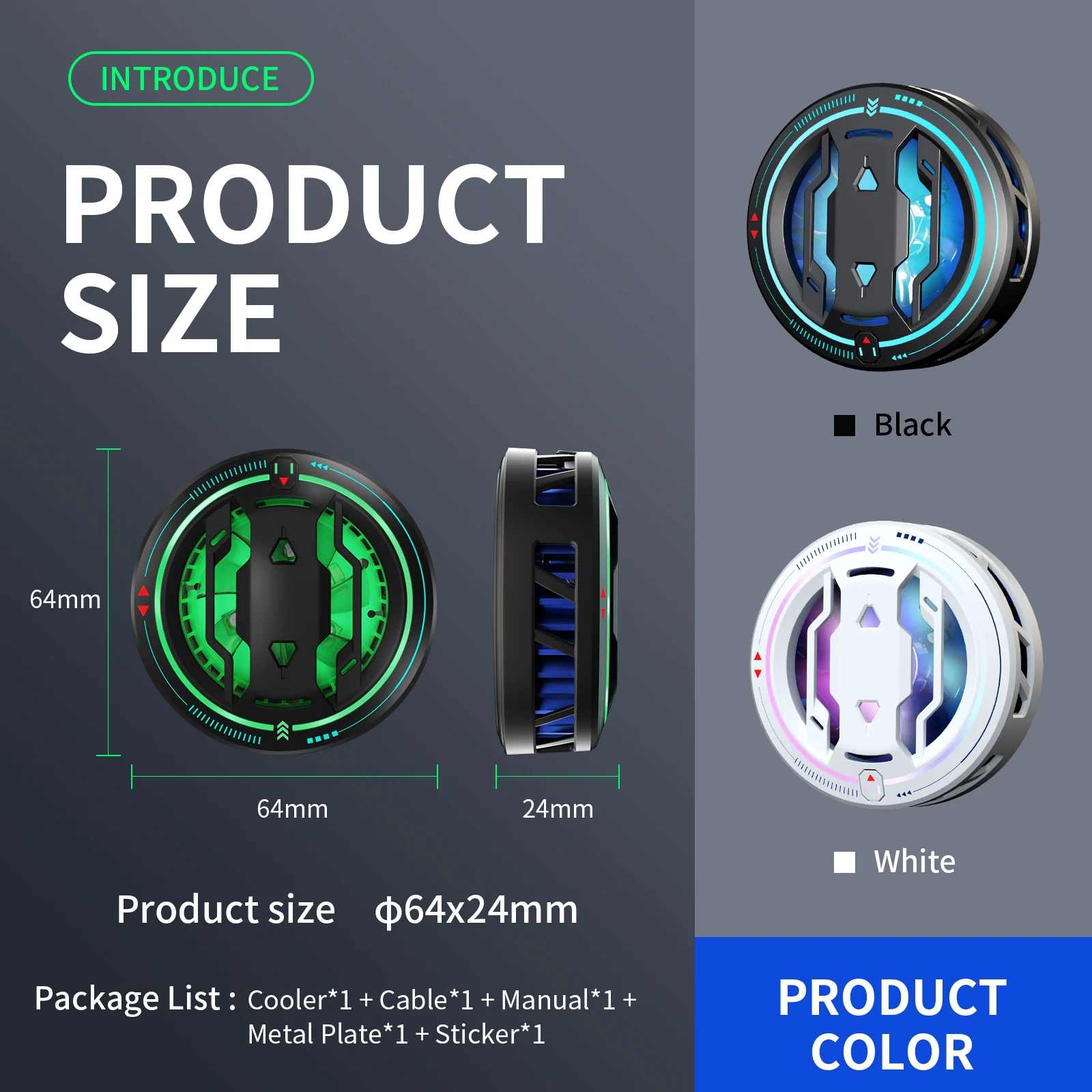 RS6 Phone Cooler Portable Rechargeable Fan Magnetic Cooler for Dedicated Tablet Stand Laptop Radiator Cooler for iPad iphone Mac