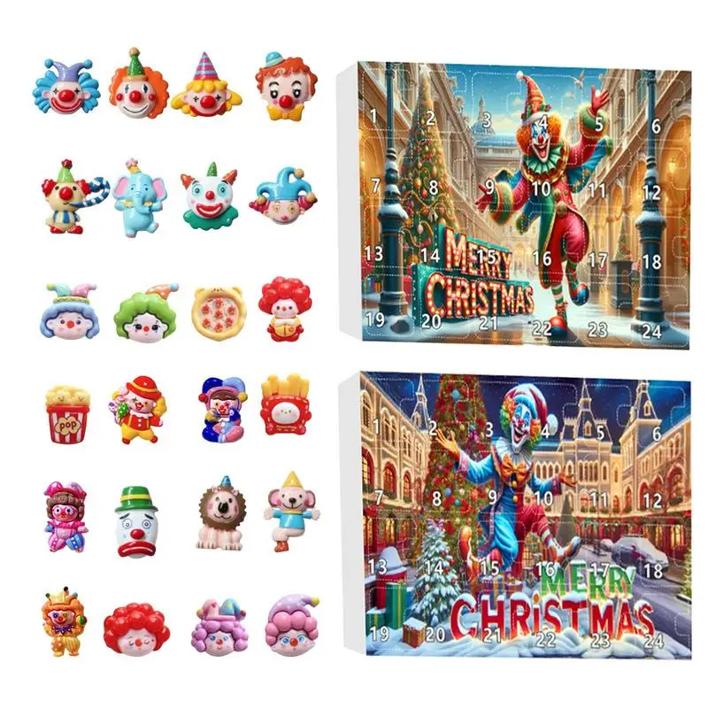 

Christmas Countdown Calendar Cartoon Funny Circus Figurines Calendar Box 24 Days Holiday Countdown Calendars Party Decor