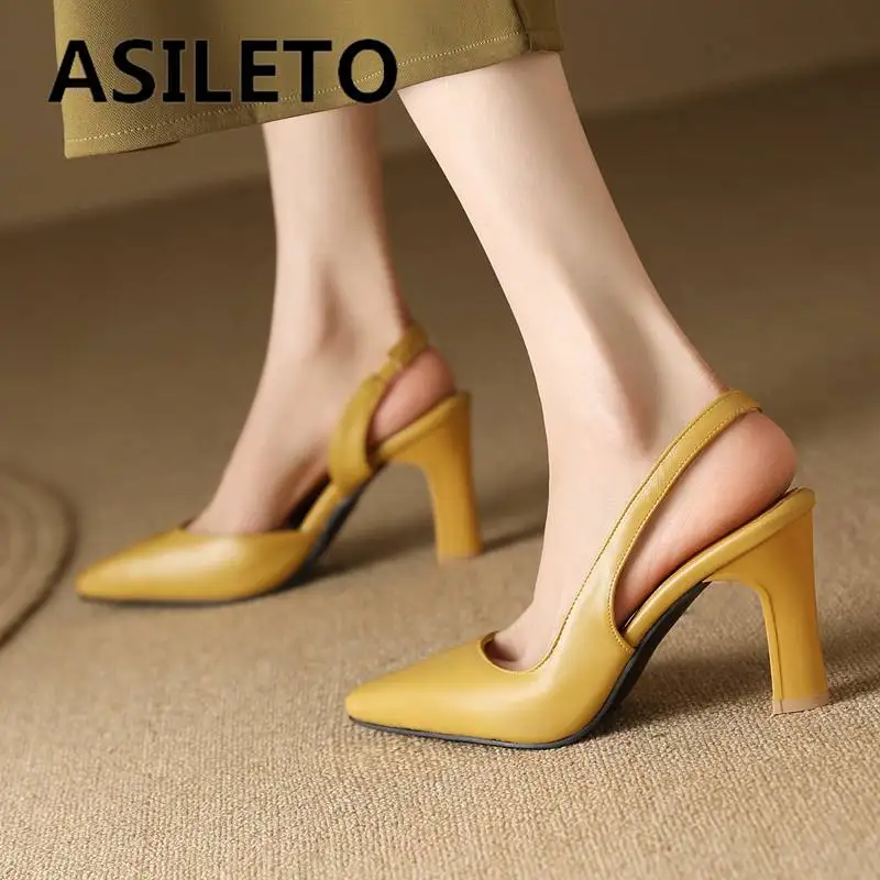 ASILETO Luxry Women Sandals Square Toe Ultrahigh Heel 8.5cm Back Strap Large Size 44 45 46 Dating Female Shoes