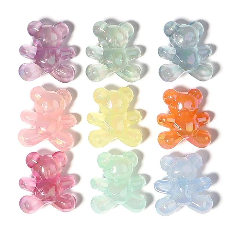 10 Stück Bonbonfarbene Bären-Acrylperlen, facettiert, niedlicher Gummibärchen, lose Perlen für Schmuckherstellung, DIY-Geschenke, Halskette, Armband, Zubehör