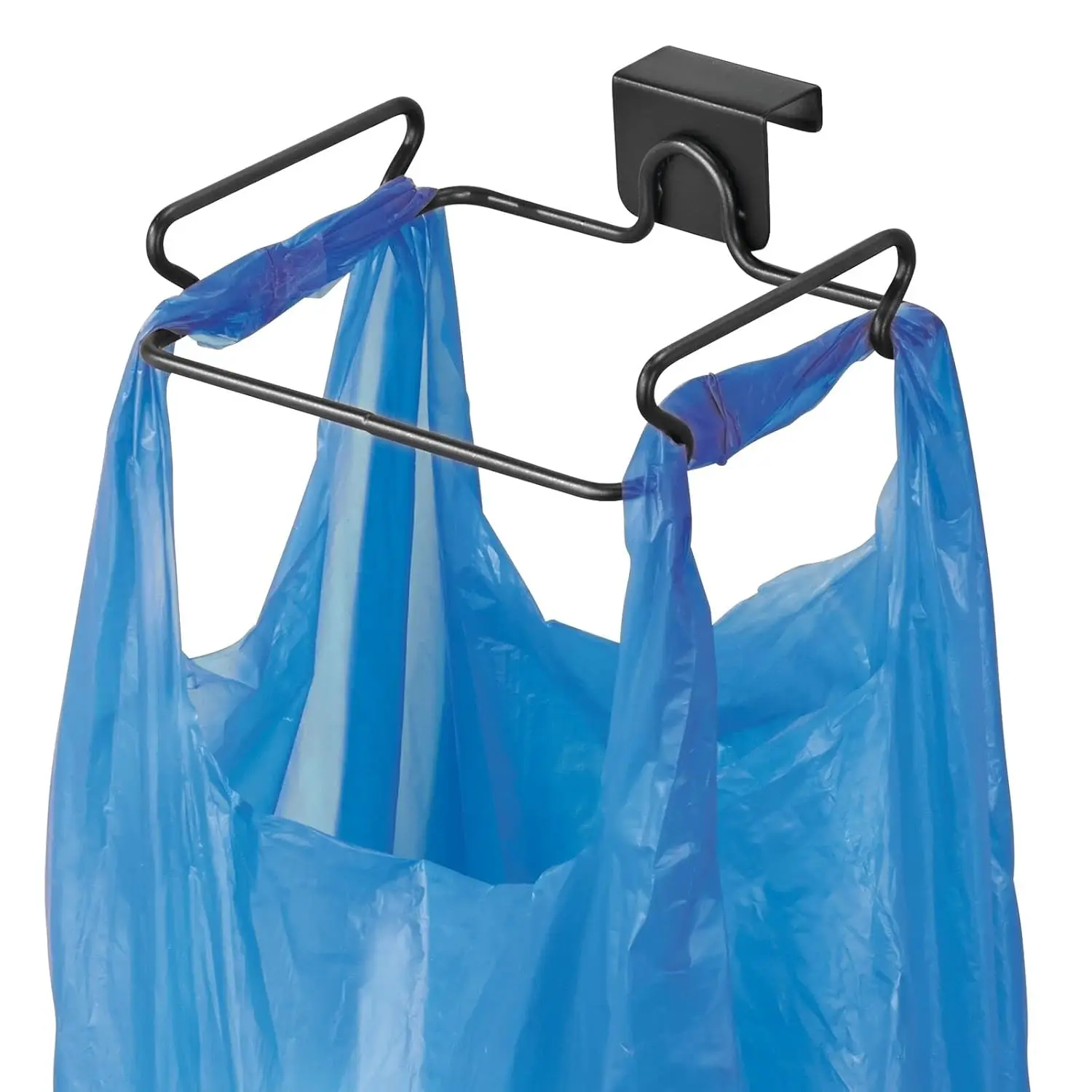 Over Cabinet Metal Wire Trash Bag Holder for Kitchen Pantry Garage Bathroom Matte Black