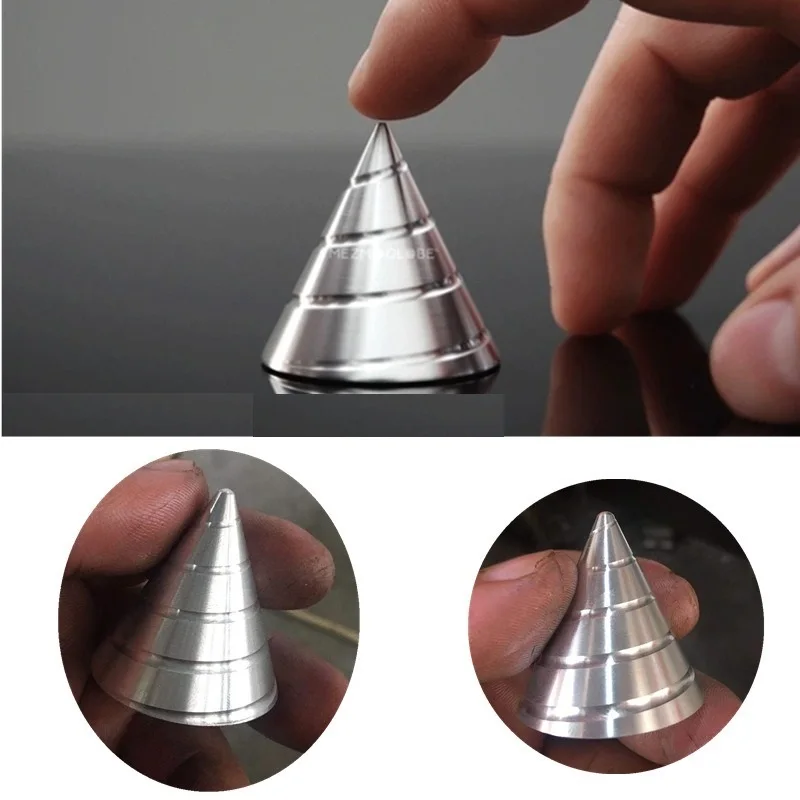 Fidget Spinner de aleación de aluminio de Metal, cono afilado, Mezmoglobe, giratorio de mano para escritorio, giroscopio para la punta del dedo, alivio del estrés, juguetes para adultos