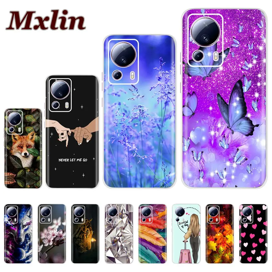 For Xiaomi 13 Lite Case 2023 Fashion Butterfly Printed Bumper Soft Silicone Phone Cover For Xiaomi 13 Lite 5G Fundas Civi2 Coque